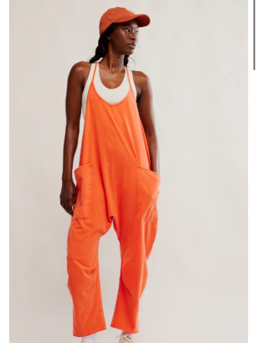 Free People Bright Orange Relaxed Scoop-Neck Jumpsuit